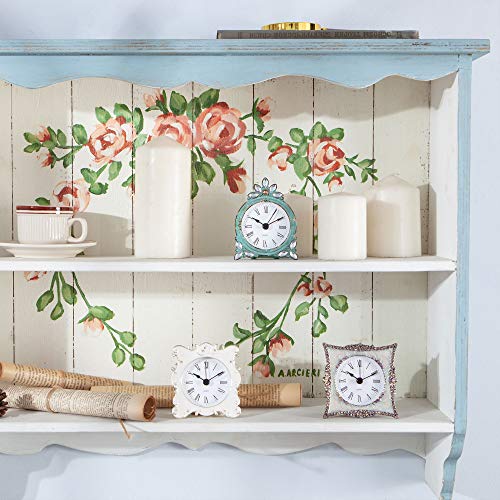 image for NIKKY HOME Crystal Elegant Small Quartz Analog Table Clock with Rosy R