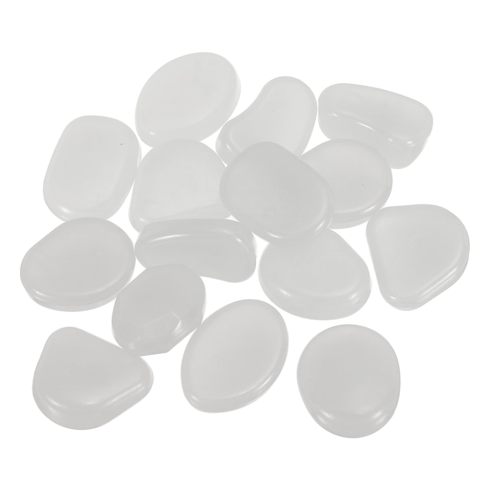 YELARXI Glow in the Dark Stones, Luminous Resin Pebbles Stones Glowing Rocks Decorative Light Up Pebbles Fitting for (Fish Tank/Outdoor Garden Decor/Yard/Walkway) 15 Pcs & White