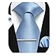 Enlision Herren Krawatte und Taschentuch Herrenkrawatten Krawattenklammer mit Manschettenknöpfe Krawatten Einstecktuch Set Blau