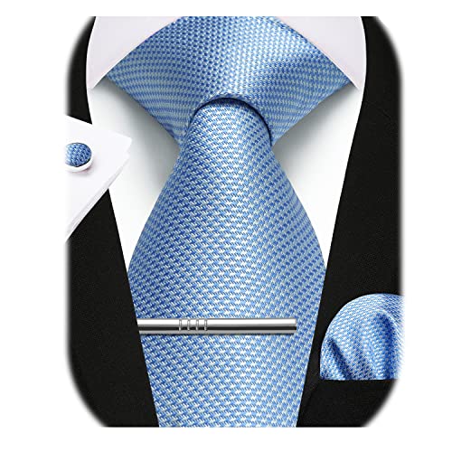 Enlision Corbata Azul Hombre Pañuelo y Corbatas Gemelos Clip Set
