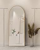 SHIGAKEN 65'×22' Arched Full Length Mirror, Floor Mirror, Standing Mirror, Full Body Mirror, Large Arched Wall Mirror, Wood Framed - Gold