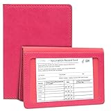 ArtemisCase Passport and Vaccine Card Holder Combo - Passport Holder with Waterproof Vaccine Card Protector, Leather Passport Wallet Passport Cover Passport Case with CDC Vaccination Slot (Pink)