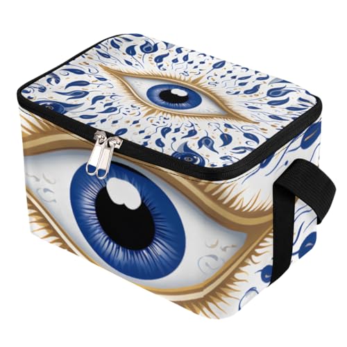 GzLeyigou Lunch Bags for Women Men 9 Cans,Blue Eyes Hot & Cold Food Delivery Bag Insulated Grocery Bag Insulated Lunch Box Ethnic Cooler Bag for Office Work Picnic Beach