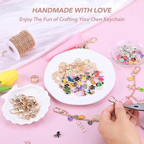 Image of YDURO 362Pcs Lip Gloss Keychain Making Kit, Including 16.4FT Extender Chain 128 Charms 14 Keychain Clips Jewelry Plier, Bag Charm Kit, Keychains Making Supplies for DIY Crafting