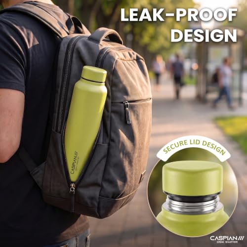 Image of CASPIAN / / / Astra Stainless Steel Water Bottle 1 litre (1000 ml) | Single Wall, Leakproof & BPA-Free | Reusable Metal Bottle for Fridge, Home, Office, Gym, School & Travel, Lime, Pack of 1