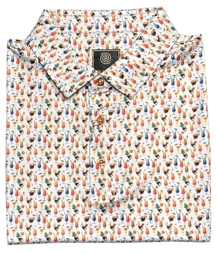 Men's 'Tropical Drinks' Printed Golf Polo Shirt