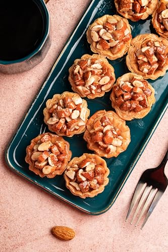 Image of Bharat Baklava Almond Tart - Rich Ghee & Honey-Infused Dough with Almond Topping | Handmade Sweet | Premium Gift Box | 250g