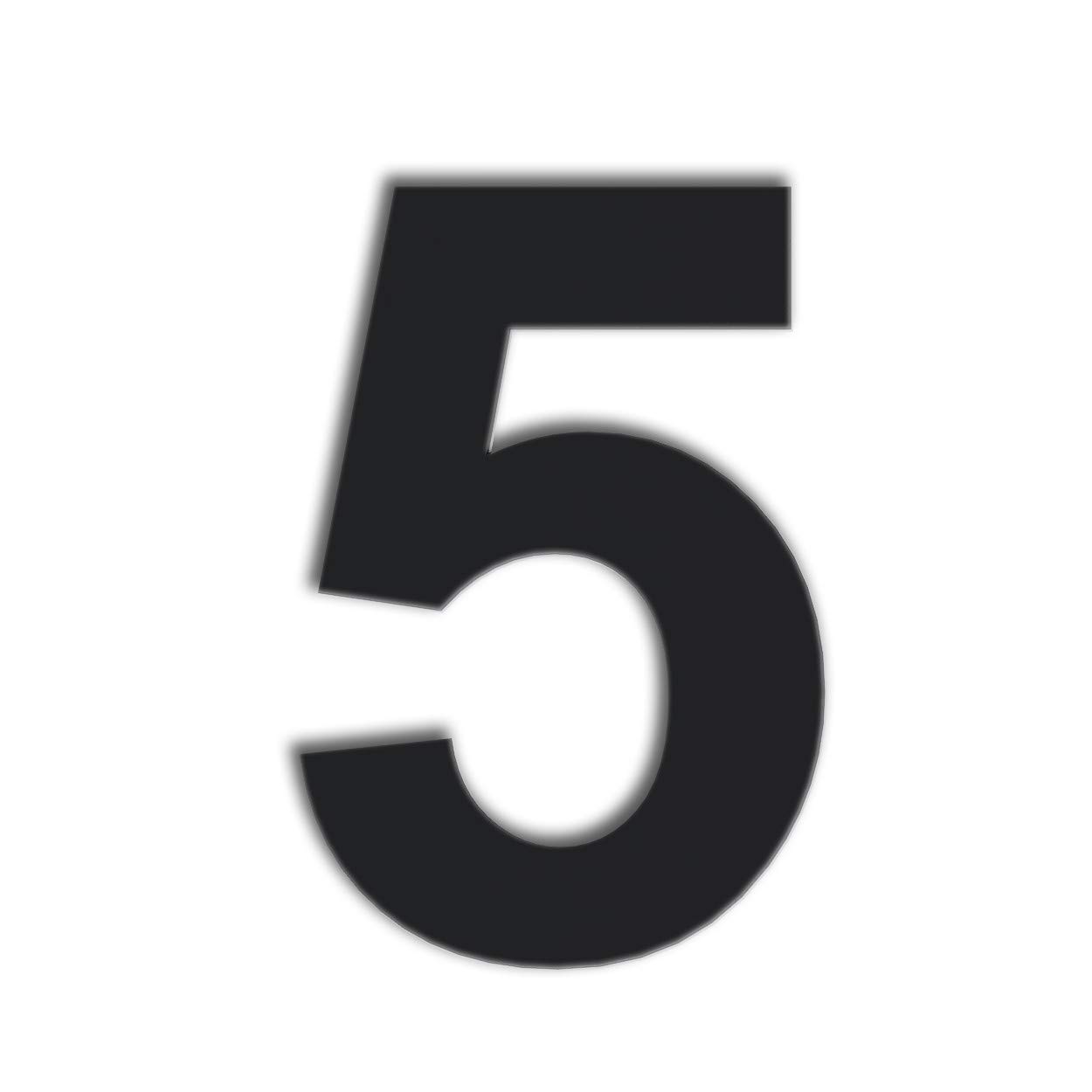 QT Modern House Number - SUPER LARGE 12 Inch BLACK - Stainless Steel (Number 5 Five), Floating Appearance, Easy to Install and Made of Solid 304