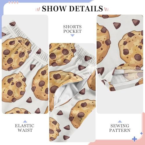 Chocolate Chip Cookies Prints Cute Pajama Pants, Soft Sleepwear Lounge Pants Pajama Pj Bottoms for 6-14 Years4