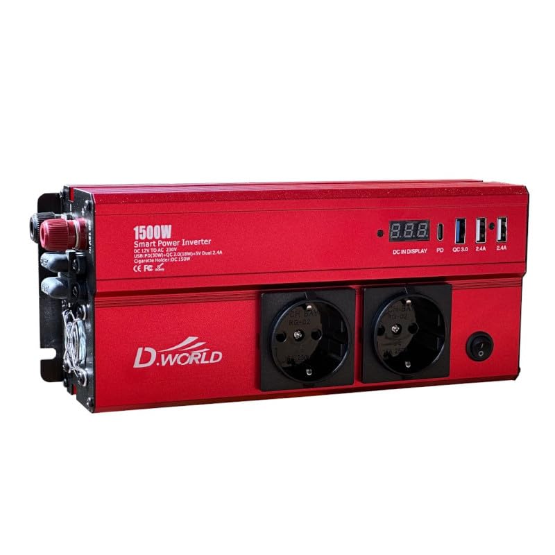 INVERTER CONVERTITORE DA 12V A 220V POTENZA NOMINALE 1500W CON PORTE USB PER CAMPER AUTO DW-3988
