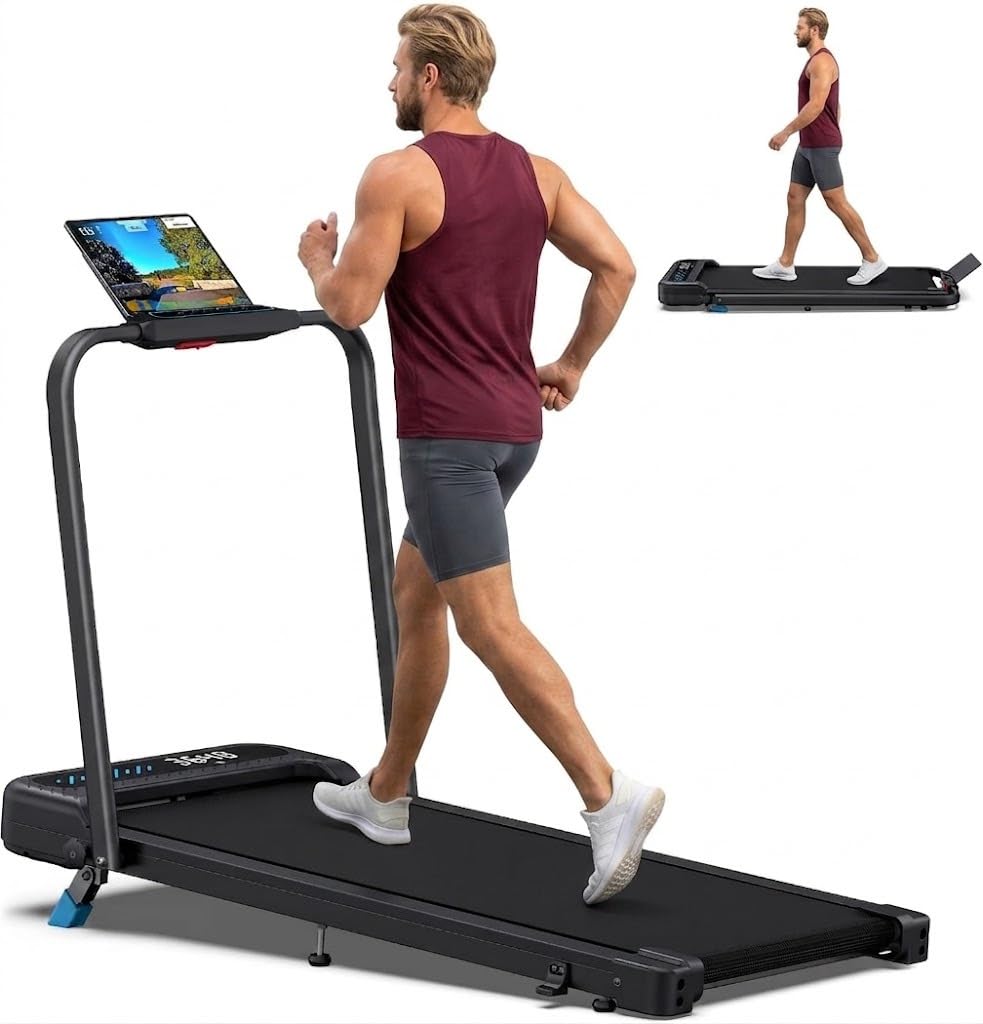 WELLFIT Walking Pad Treadmill with Incline, Under Desk Treadmill for Home | Walking Pad Foldable Treadmills with Handle Bar, 3.0HP 1-10KM/H 41*92CM Large Running Area, Easy to Move Store, Plug to Use