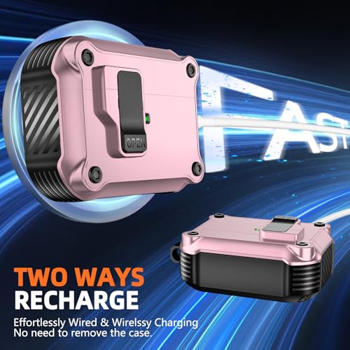 Image of Pohgelan Compatible with AirPods Pro 3 Case (Pink) | Magnetic Automatic Lock with Cleaning Kit,Compatible with Magsafe