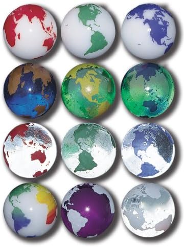 Earth Marbles Complete Set in Assorted Colors, 12 In A Pouch, 1 Inch Diameter