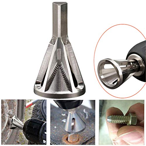 Neepanda Deburring External Chamfer Tool Stainless Steel Remove Burr Tools for Drill Bit Quickly Repairs Damaged Size 8-32 Bolts (Silver, 1 Pack)