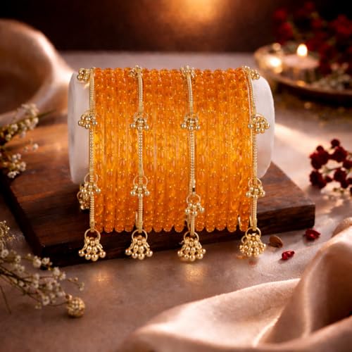 Image of Shining Diva Fashion 16 Pcs Trendy Stylish Glass & Kashmiri Ghungroo Bangles Set for Women & Girls | Traditional Festive Wedding Party Jewellery