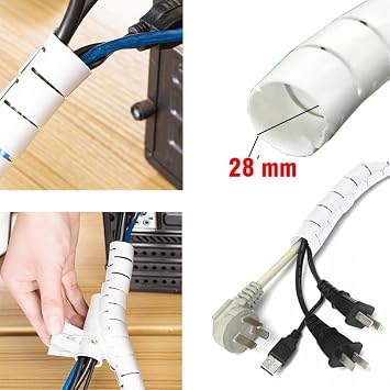 Beyaz Renk Spiral kablo toplayıcı kablo düzenleyici spiral Ø 0.28mm1,5m