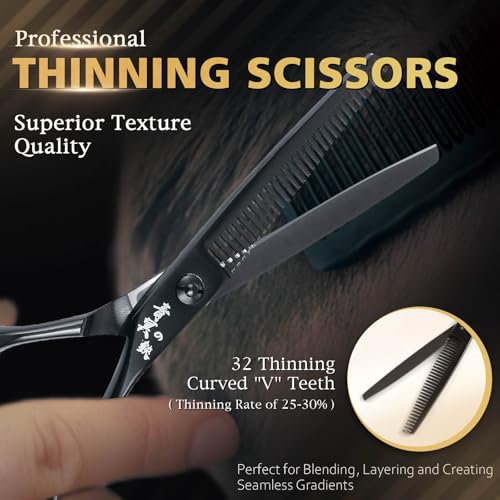 Hair Cutting Scissors Thinning Shears - 6.0 Inch Professional Hair Cutting Shears - Japanese 440C Stainless Steel Haircut Scissors - Convex Blade for Ultra-Sharp Smooth Cuts for Salon & Home Use - Image 6