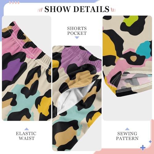 Boys' Pants Leopard Skin Colorful Cute Long Bottoms Jogger Pants Elastic Waist Trousers with Pockets S-XL4