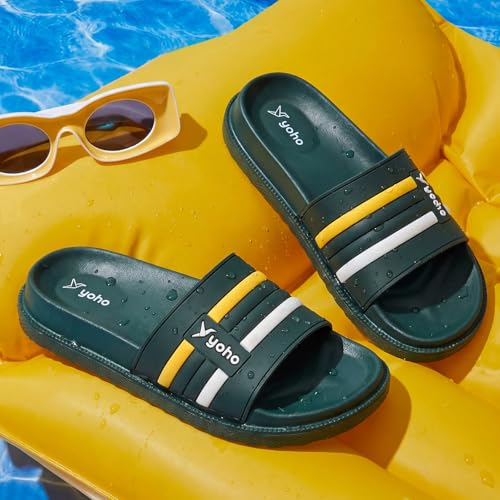 Image of YOHO Men Sliders UrbanloomX | Waterproof Monsoon Footwear | Textured Upper & Cushion Comfort | Home Wear Chappal for Gents & Boys