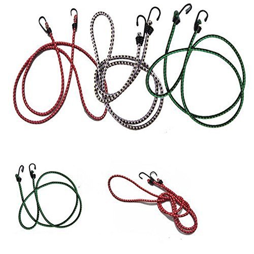 SARTHAK® High Strength Elastic Nylon and Polyester Bungee/Shock Cord Cables for Bikes, Multi Color Luggage Strap Tying Rope with Hooks (Set of 5-4FT, 5FT, 6FT, 7FT and 8ft one Each) 1