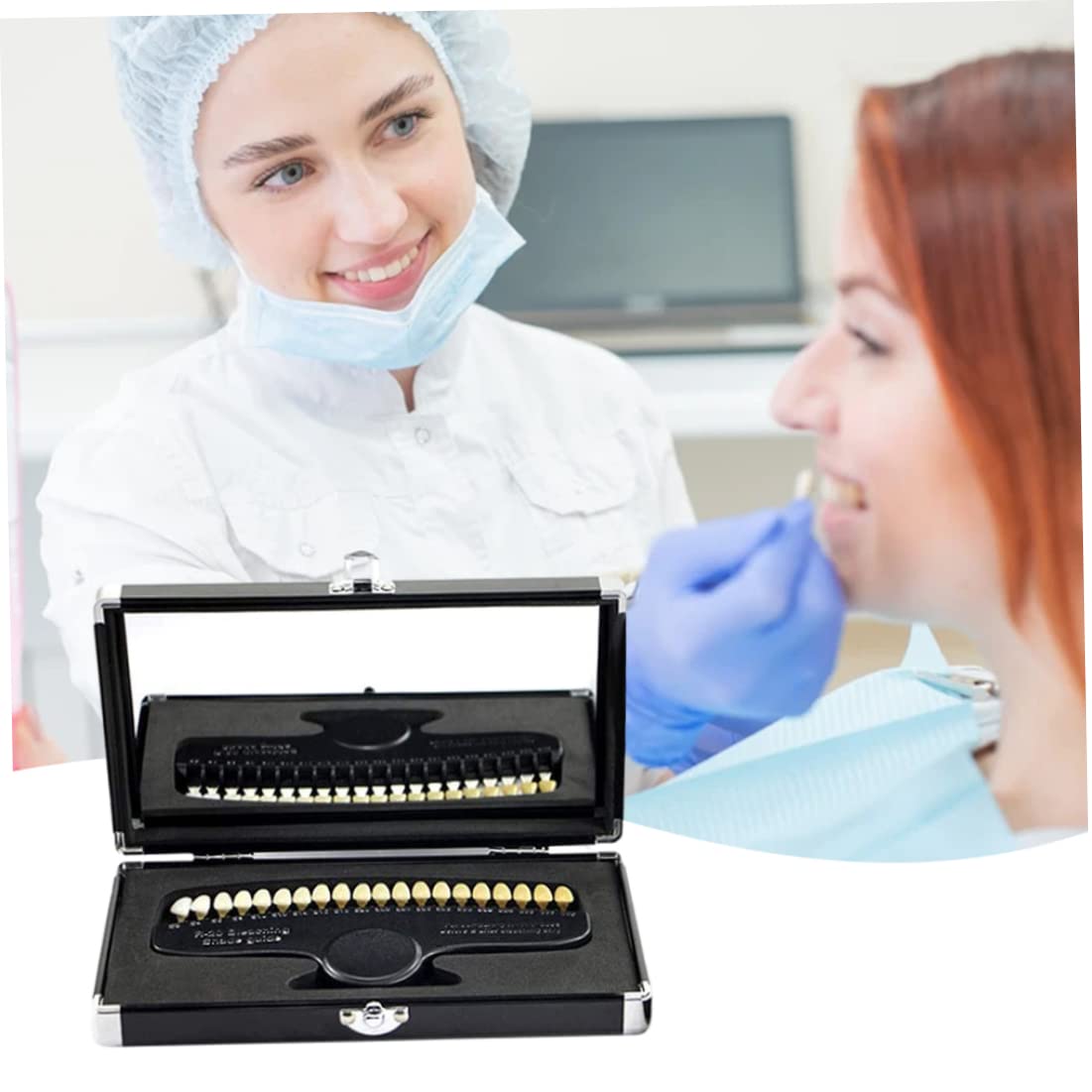 Guía de tonos dentales Guía de tonos dentales de 20 colores con espejo Herramientas de dentista para blanqueamiento dental para seguimiento de dentistas...