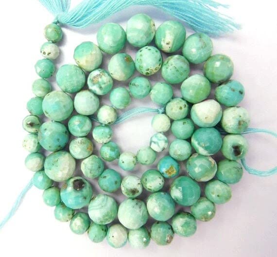 LKBEADS Naturalne Arizona turkusowe fasetowane okrągłe koraliki Wa-10 okrągłych koralików, koraliki z kamieni szlachetnych, okrągłe koraliki, koraliki do biżuterii 33 cm sznur 4-8 mm