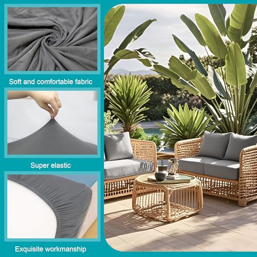 Image of BIETYONE 14Pcs Stretch Patio Cushion Covers,Outdoor Couch Covers Replacement,Outdoor Couch & Sofa Slipcovers,for Patio Furniture Cushion Covers,Washable Reusable Furniture Protector(Grey,Cover Only)