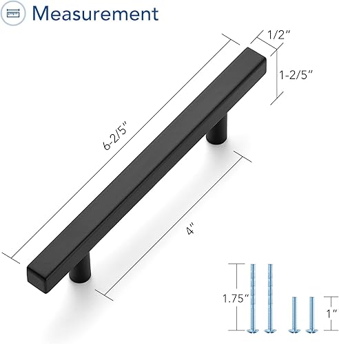 Miniatura 4 de Ravinte Paquete de 25 tiradores de gabinete negro mate de 4 pulgadas, tiradores de cocina para gabinetes con plantilla de montaje de 6-25 pulgadas