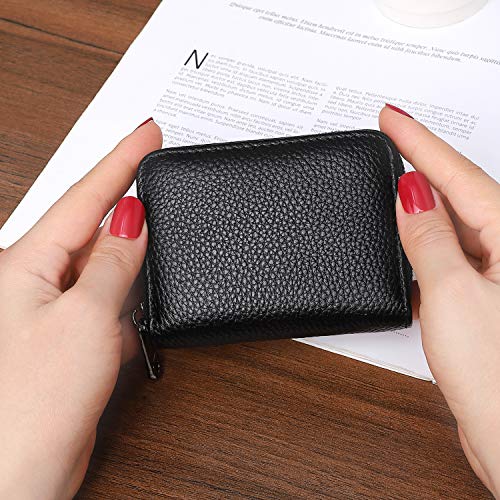 RFID Credit Card Holder Wallet with Zipper, Genuine Leather Credit Card Wallet for Women, Ladies Wallets4