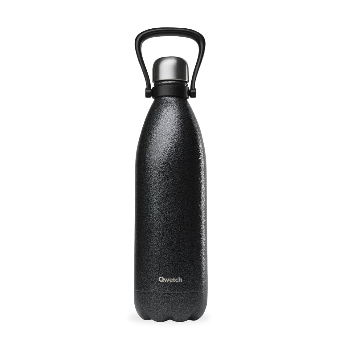 Qwetch - Bottiglia termica Originals ROC 1L Nero - Rivestimento antigraffio ultra resistente - 24 ore freddo/12 ore Caldo - Impermeabile, manico incorporato, lavabile in lavastoviglie - Borraccia in