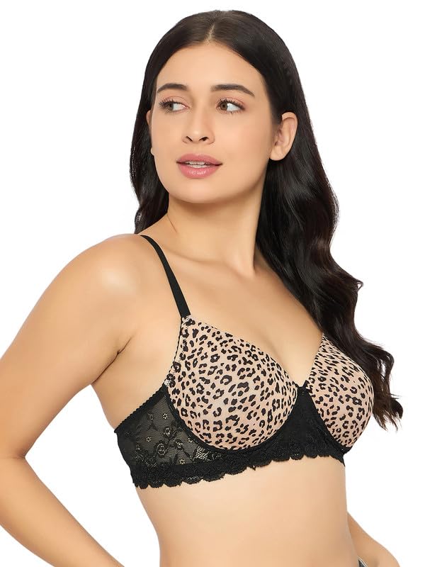 Image of Clovia Women's Polyamide Printed Padded Full Cup Wire Free T-Shirt Bra
