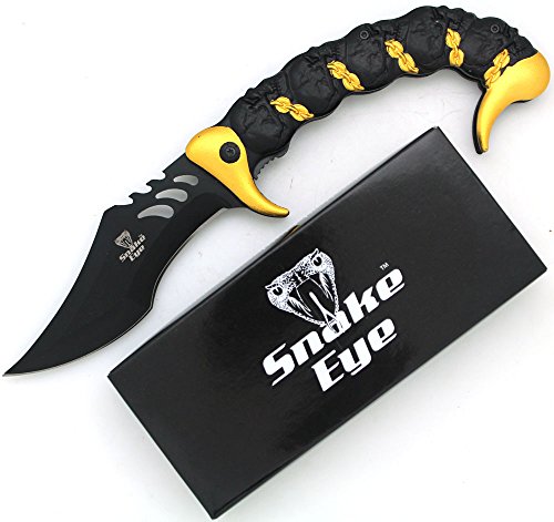 Snake Eye Tactical Fantasy Scorpion Tail Design Action Assisted Folding Knife Hunting Fishing Camping Outdoors (Yellow) - Snake Eye Tactical