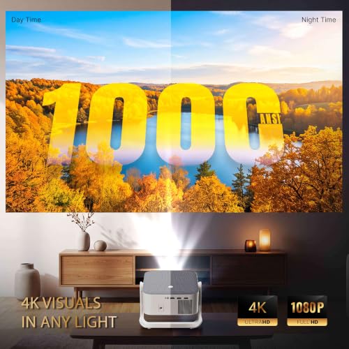 Image of Crossbeats Lumex Aura Projector 4K Ultra HD Supported, Google TV Official with Netflix,Android 14, 1080p Native, 1000 ANSI, WiFi, 300'' Smart Mini Projector for Room, Portable Home Theater Cinema