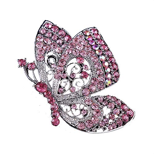 OH Style Coréen Europe Et Amérique Tapis De Porte Papillon diamant alliage Broche haute qualité Animal Cristal Broches Corsage Vêtements Creux/rose/Taille moyenne