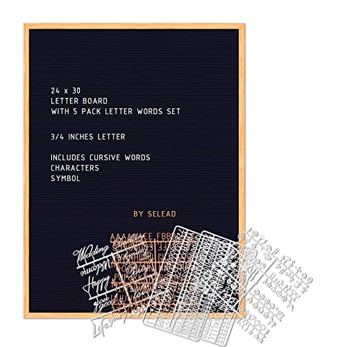 Selead Large Letter Board Words Sign - 24"X30" Felt Letter Board Changeable Message Board With Letters Symbols, Wooden Frame Letterboard For Baby Announcement, Restaurant #TOP3