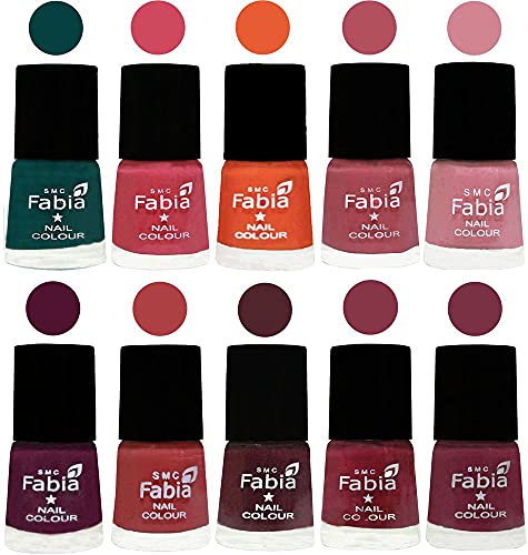 Image of ALL IN ONE (PACK OF 10), Long Lasting Glossy Nail Polish, 6 ml Each, All Vibrant Colours,02110