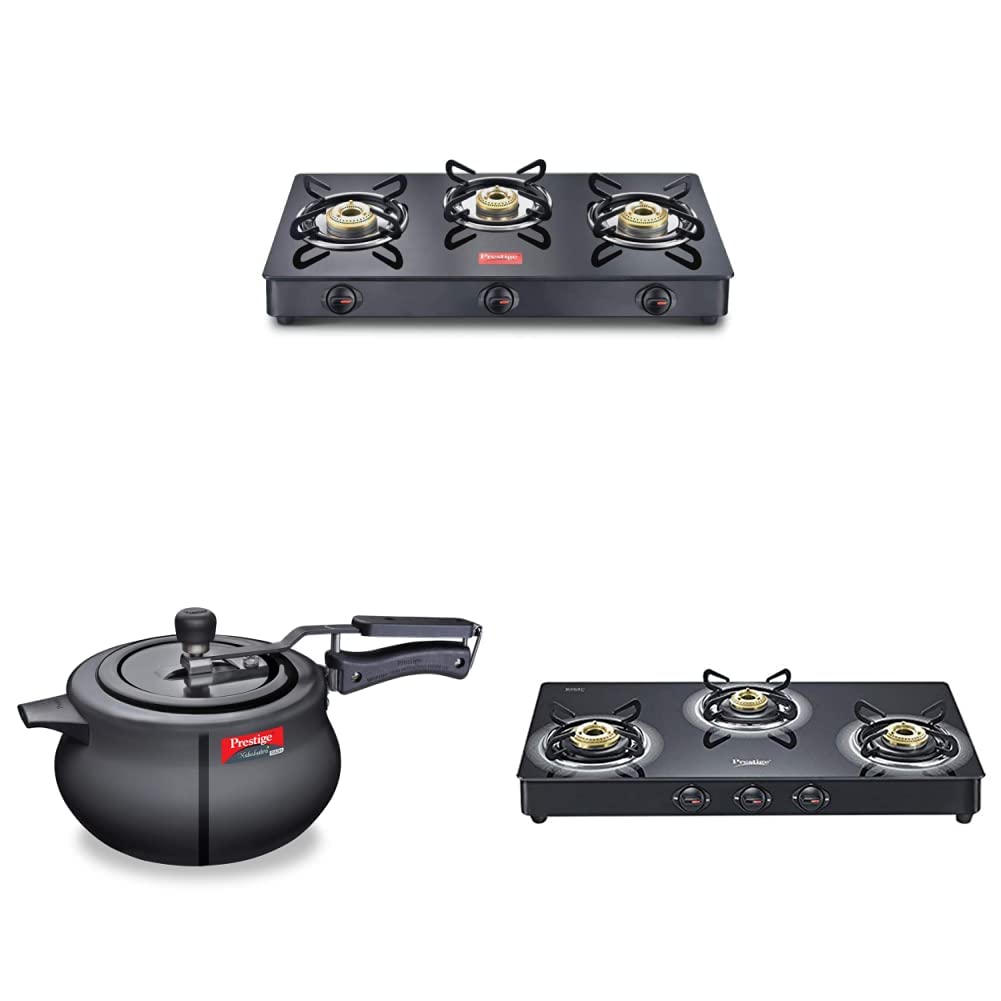 Buy Prestige IRIS LPG Stove, 3 Burner, Black, Glass, Manual & Royale