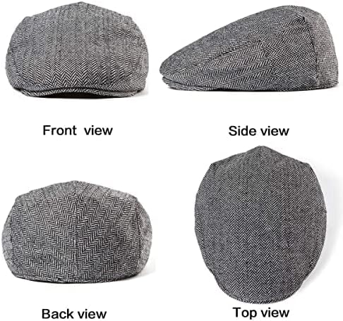 LADYBRO 2Pack Adjustable Newsboy Hats for Men Flat Cap Irish Cabbie Wool Blend Tweed - Image 3