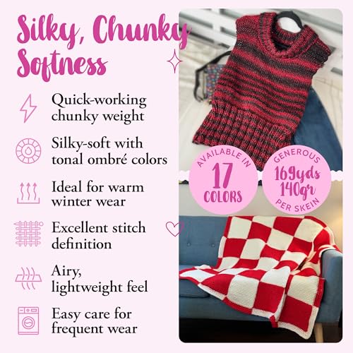 Image of Ombre Encore Chunky Ombre Yarn #5, 3-Pack (507Yds /420G), Mountain Stones | Multicolored Bulky 5 Weight Yarn for Crocheting with Free Patterns - Chunky Acrylic Yarn for Knitting