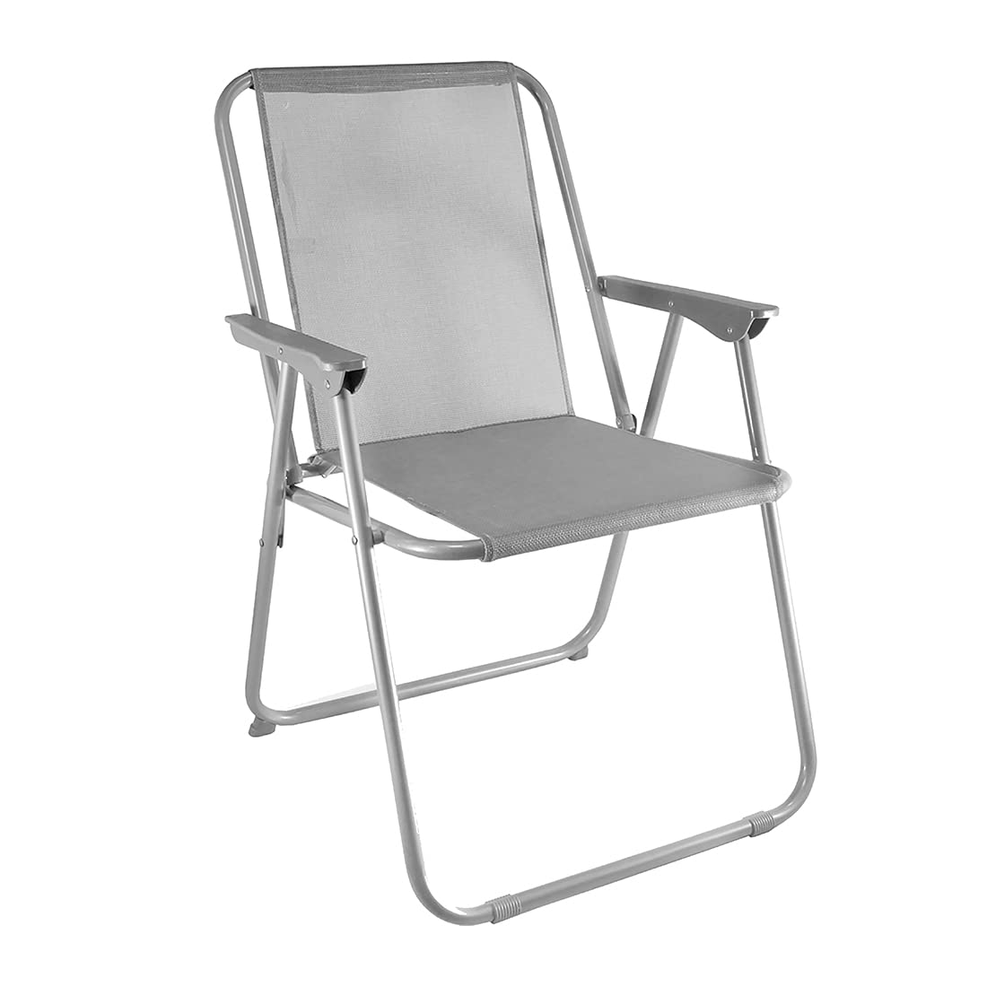 Acomoda Textil – Silla de Playa Plegable Gris con Reposabrazos. Silla Ligera y Resistente de Fácil Transporte para Acampada, Camping o Picnic 54x45x75 CM. (1 Unidad)