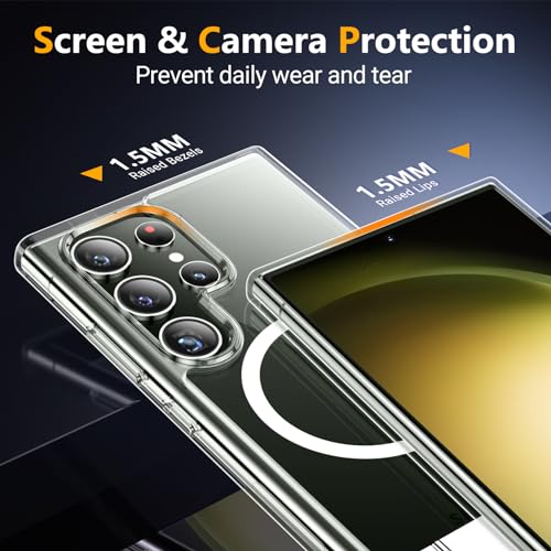 Image of SPIDERCASE Magnetic for Samsung Galaxy S23 Ultra Case, [3 Stand Ways][ Military Grade Drop Protection] with Invisible Stand Shockproof Slim Case for Samsung S23 Ultra 6.8 inch, Clear