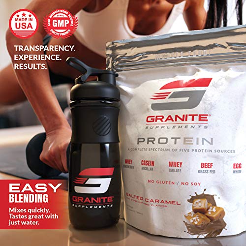 Protein Powder By Granite | 30 Servings Complete Spectrum Protein To Build Lean Muscle | 5 Protein Sources: Whey Concentrate, Micellar Casein, Isolate, Grass Fed Beef, & Egg White | 2Lb Peanut Butter #TOP5
