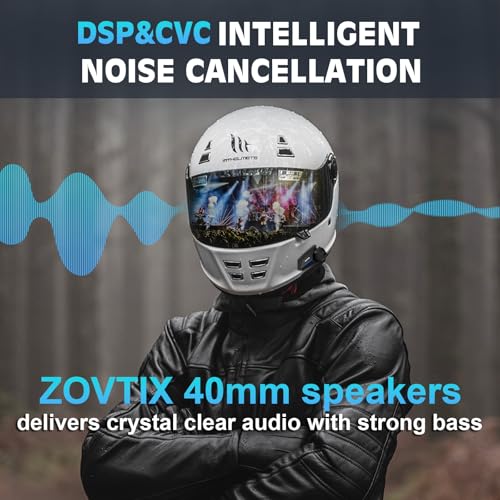 Image of Motorcycle Helmet Headset Support 3 Riders Group Intercom Communication System Speakers with Music Sharing /HiFi Sound /3 EQ Music Modes /Noise Cancellation /IP67 /FM Radio /Wake up Siri - Black