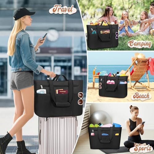 Extra Large Waterproof Beach Bag for Women - 45L Tote with Zip - Image 7