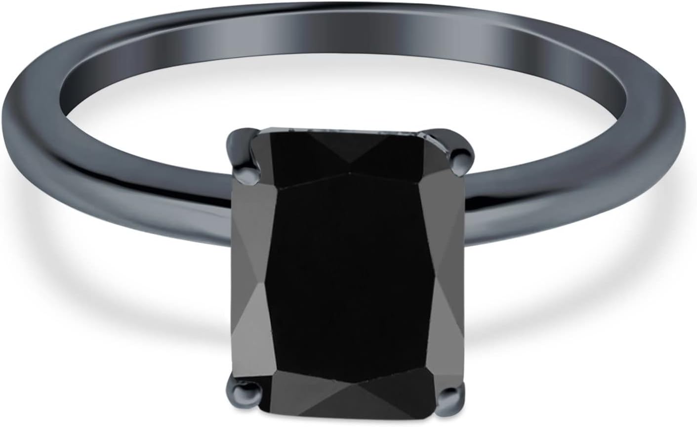 Blue Apple Co. Emerald Cut Cubic Zirconia Cathedral Solitaire Wedding Engagement Ring 925 Sterling Silver Center Stone-(7mmx5mm)