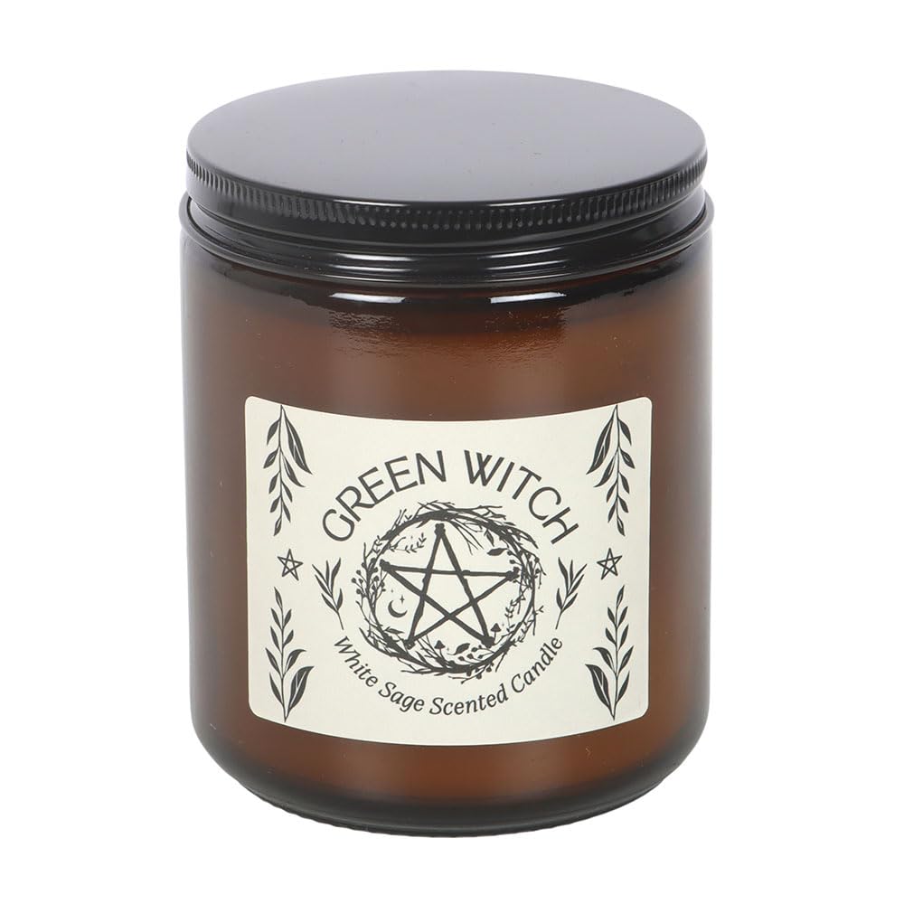 Something Different Wholesale Green/White/Amber Witch Sage Glass Candle | Energy Clearing & Mystical Rituals