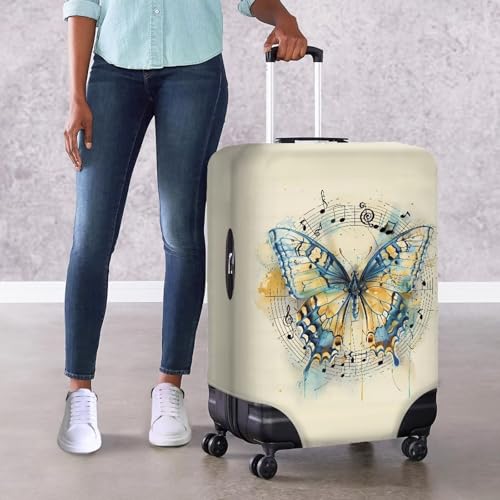 Butterflies And Notes Travel Luggage Cover Protector Washable Elastic Suitcase Cover Luggage Protective Cover for 18-32 Inch Luggage Covers for Luggage Luggage Cover for Suitcase-XL4
