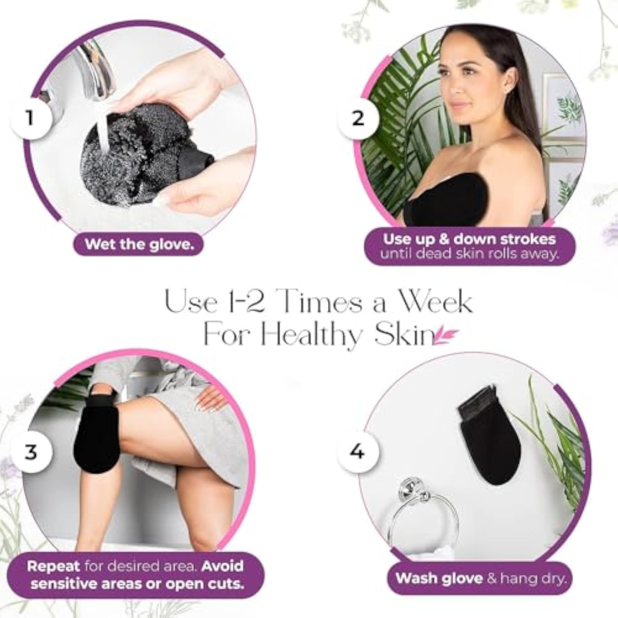Exfoliating Glove, Double-Layered Body Glove for Dead Skin Removal
