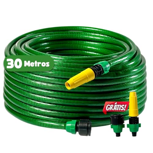 Mangueira De Jardim 30 Metros Trançada Pvc Flexivel Reforçada 7/16