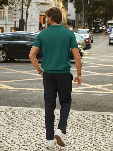 PJ PAUL JONES Men's Quarter Zip Polo Shirts Short Sleeve Textured Knit Polo T Shirt Business Casual Golf Shirts4